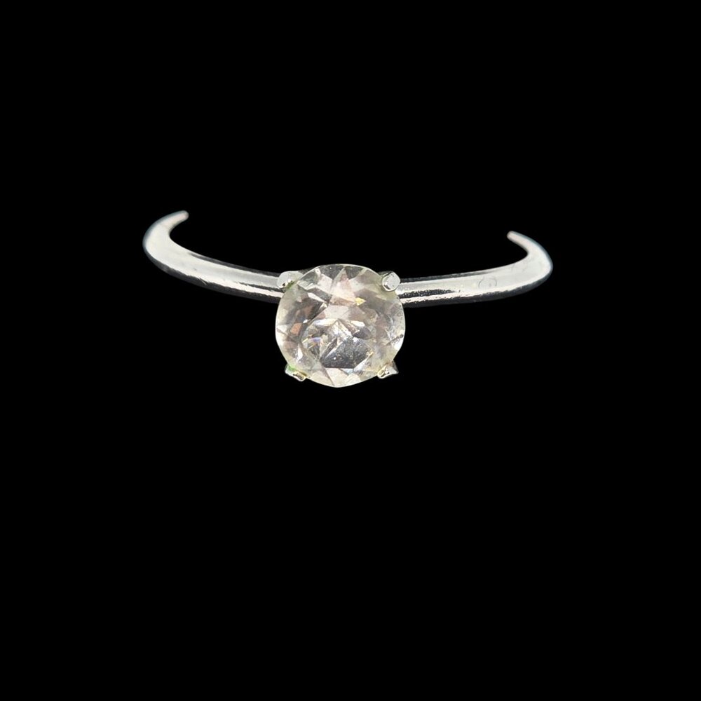 Silver Metal Ring‎ With Round Clear Stone Size 12